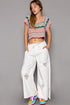 Del Mar Wide Leg Distressed Pants - alldeserved.com