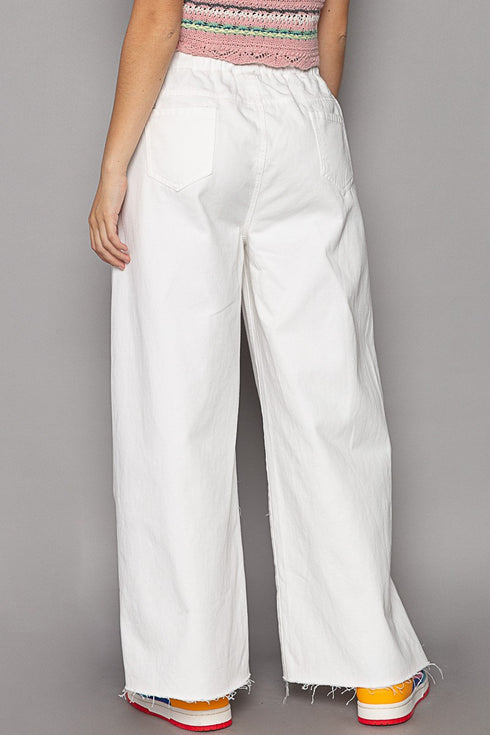Del Mar Wide Leg Distressed Pants - alldeserved.com