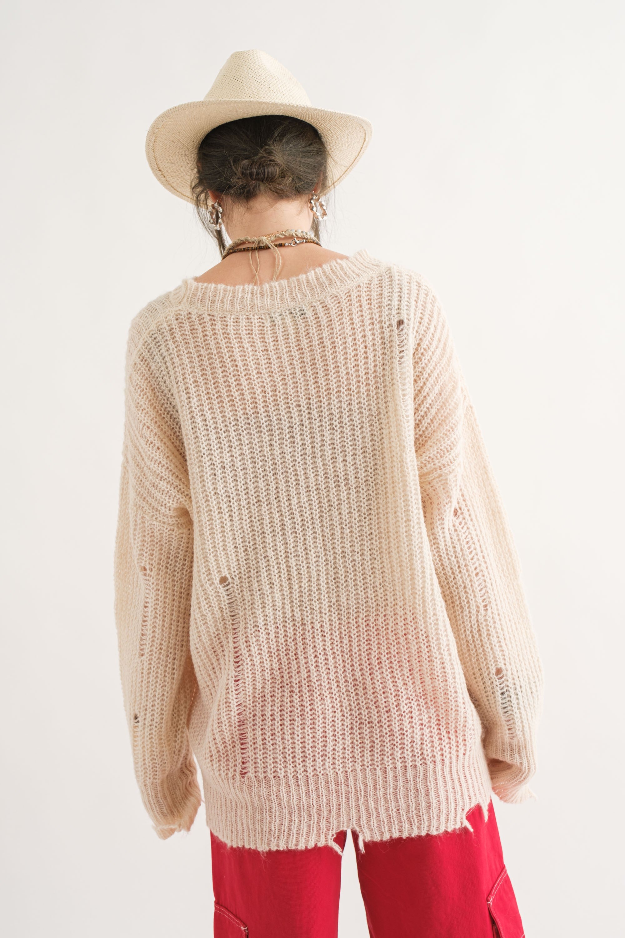 COZY Distressed Loose Pullover Sweater - alldeserved.com