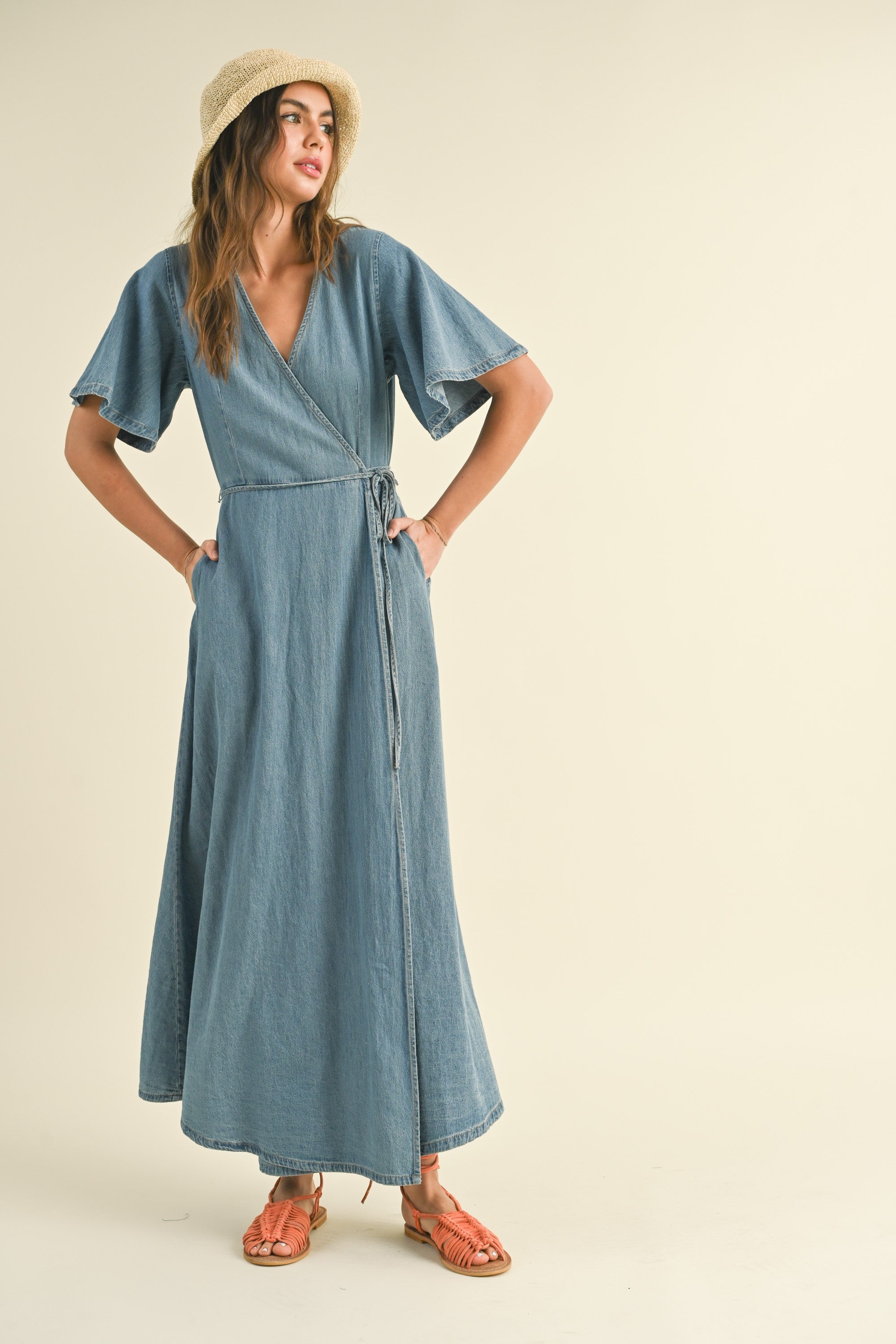 Lizbeth Denim Wrap Dress Small / Denim Lizbeth Denim Wrap Dress Small / Denim