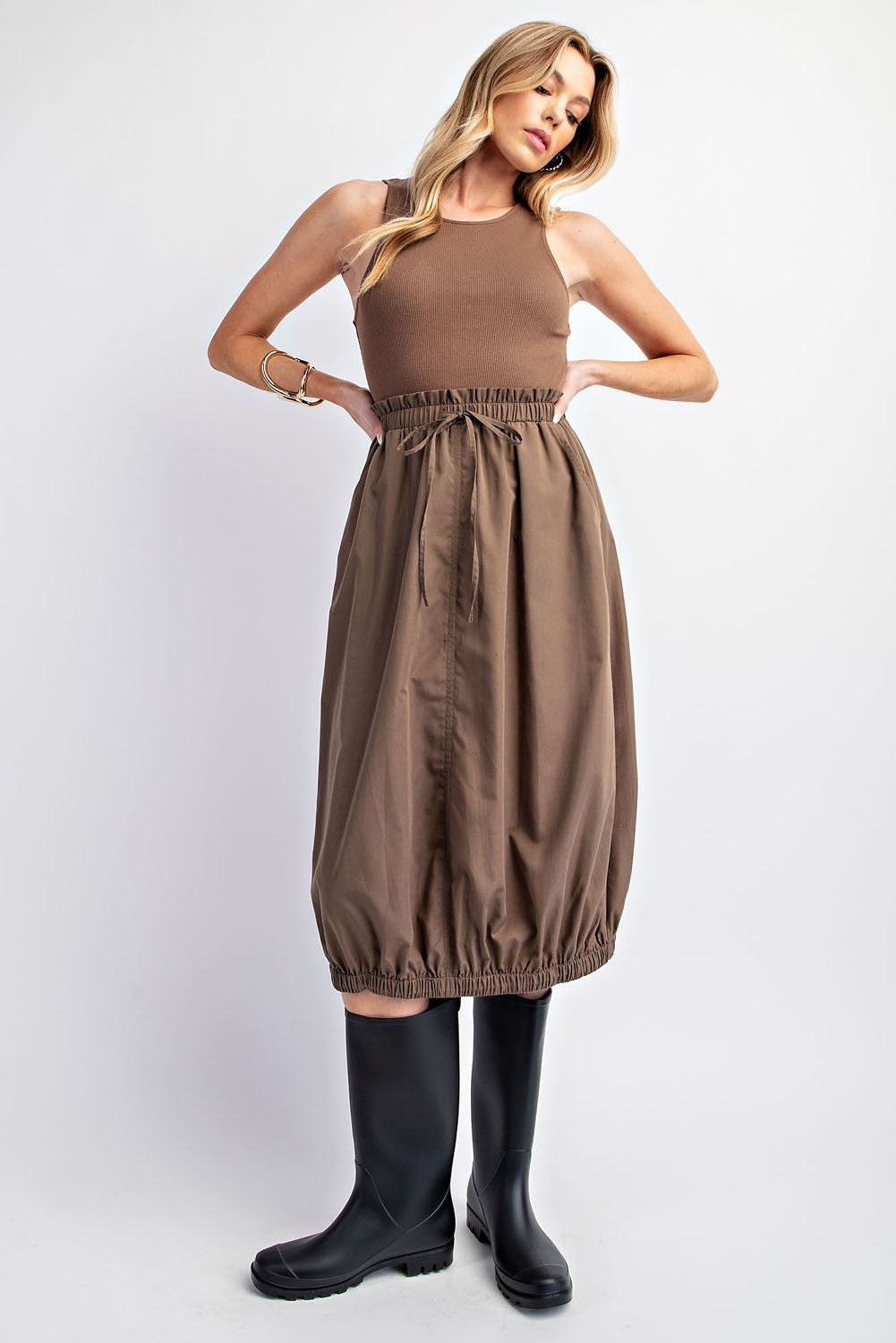 Tank Top Barrel Midi Dress Brown | All Deserved Small Tank Top Barrel Midi Dress Brown | All Deserved Small