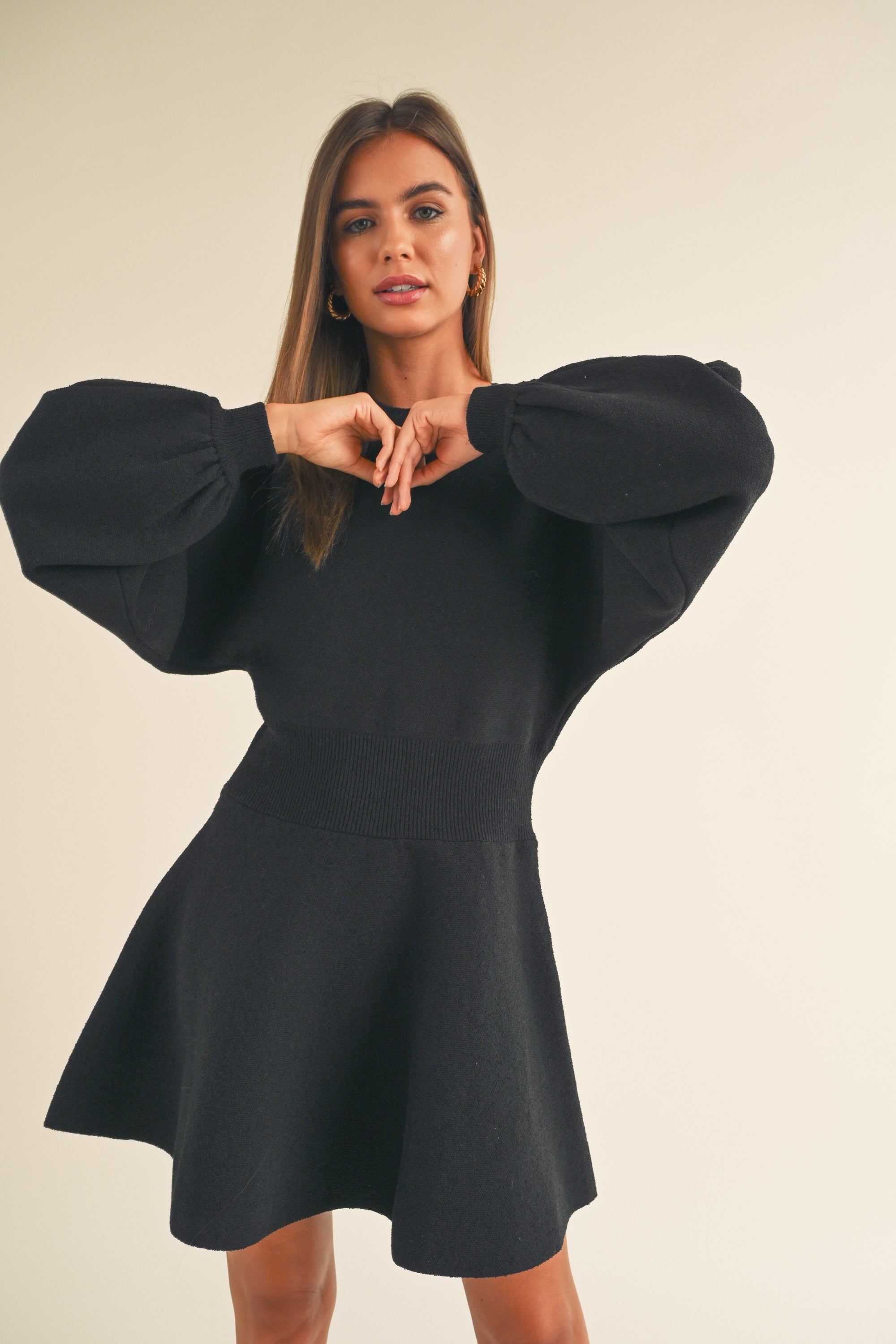 Obsessed Babydoll Sweater Dress – Black Obsessed Babydoll Sweater Dress – Black