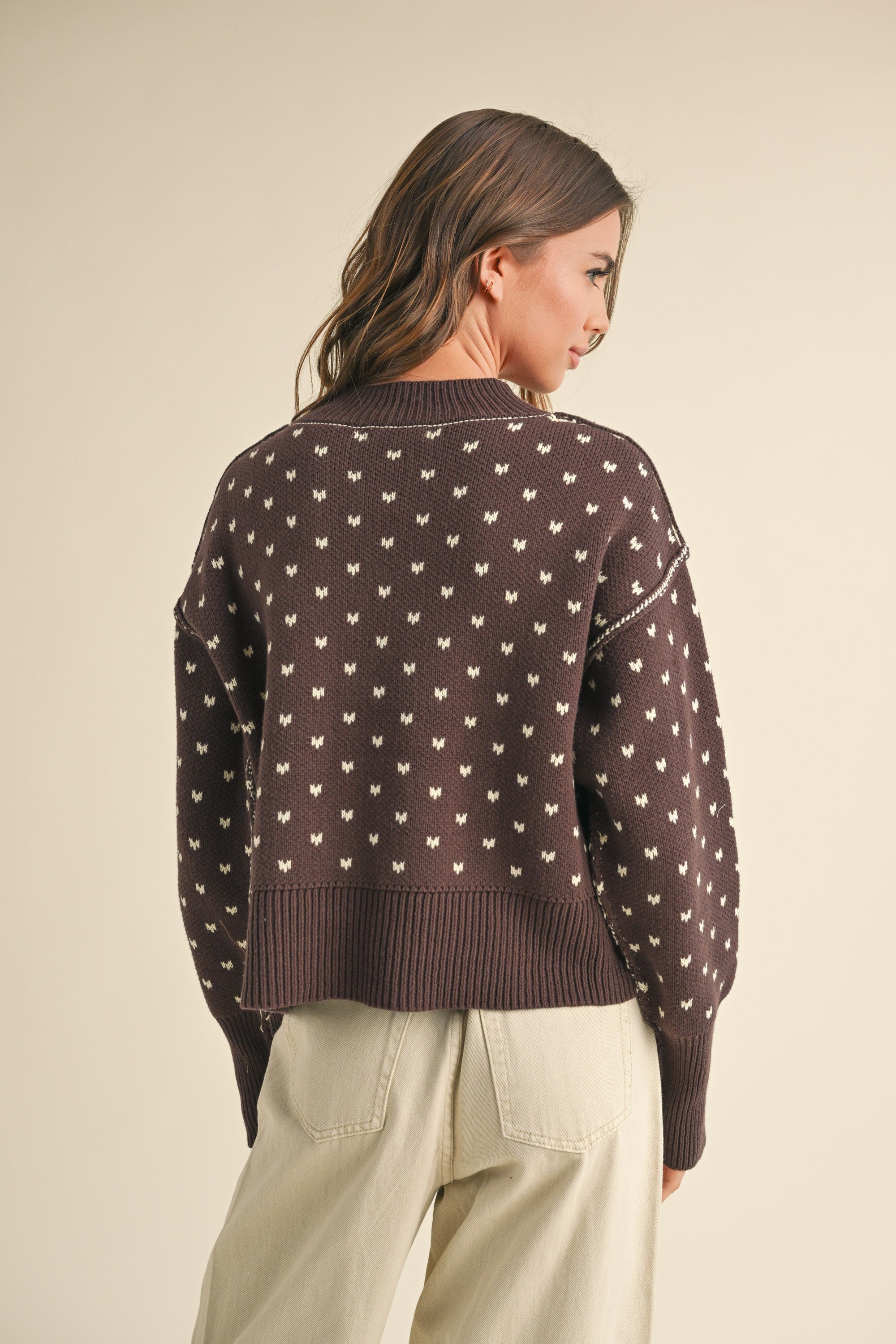 Heartbeat Patterned Cropped Sweater - alldeserved.com