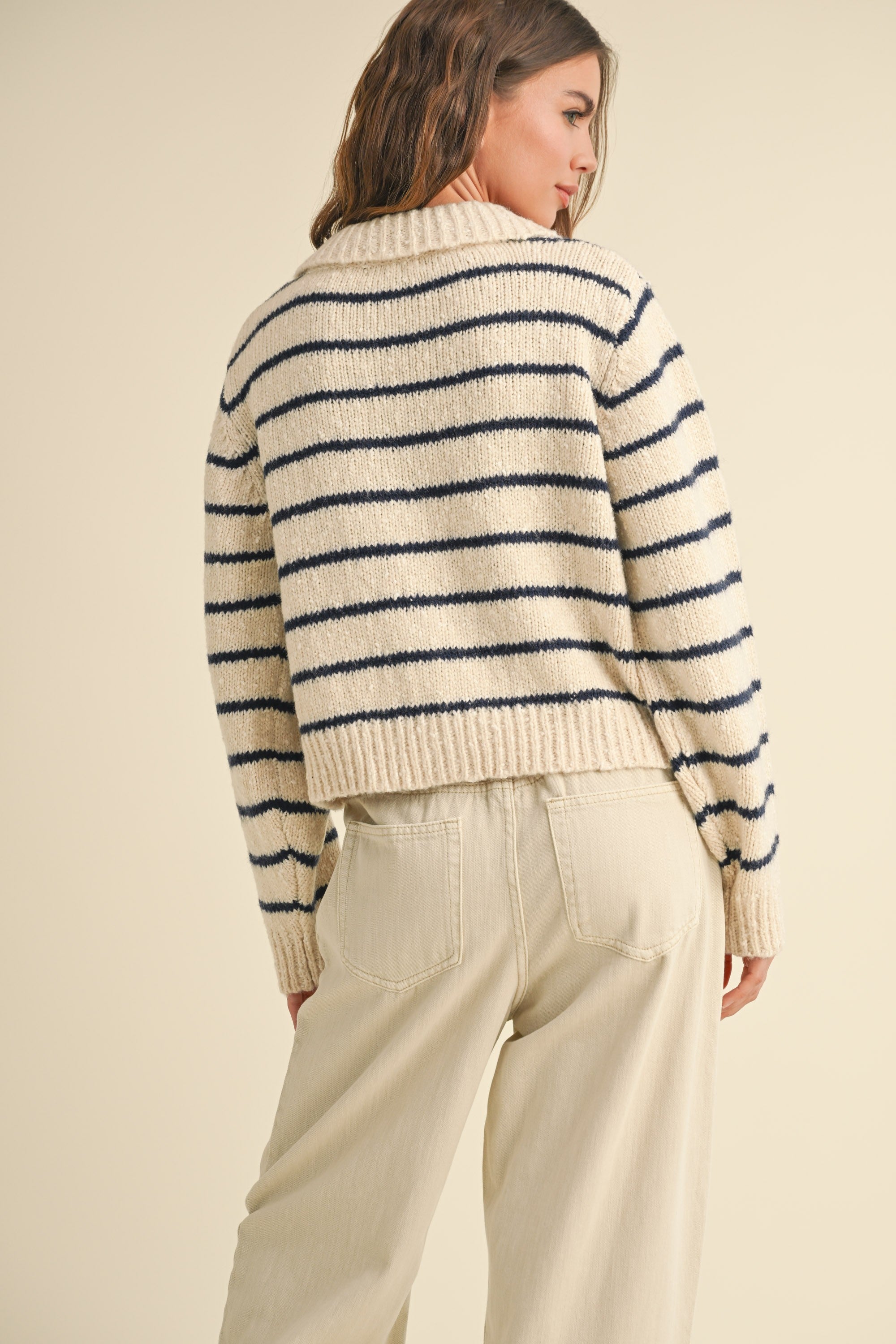 Greta Striped Collar Cardigan - alldeserved.com