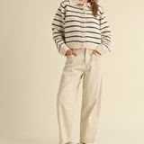 Greta Striped Collar Cardigan - alldeserved.com