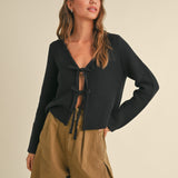 Dakota Bow Cardigan - Black