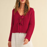 Dakota Bow Cardigan - Red