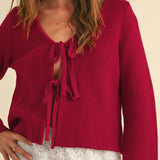 Dakota Bow Cardigan - Red