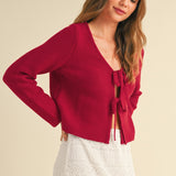 Dakota Bow Cardigan - Red