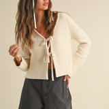 Dakota Bow Cardigan - Beige