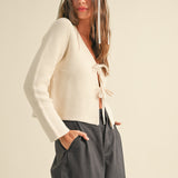 Dakota Bow Cardigan - Beige