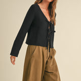 Dakota Bow Cardigan - Black