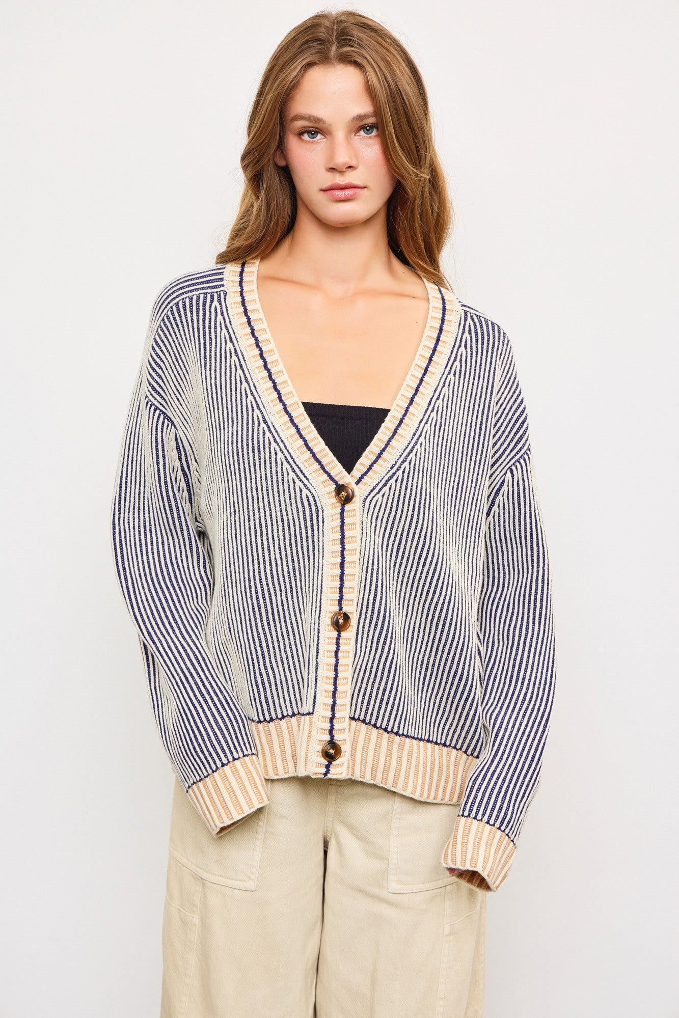 Picnic Striped Button Down Cardigan - alldeserved.com