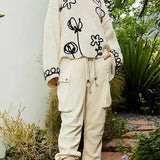 Contrast Yarn Floral Sweater - alldeserved.com
