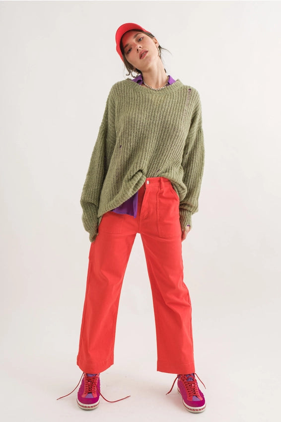 COZY Distressed Loose Pullover Sweater - alldeserved.com
