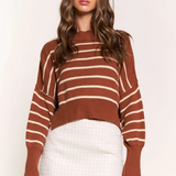 The Street Stripe Slouchy Cropped Sweater - alldeserved.com