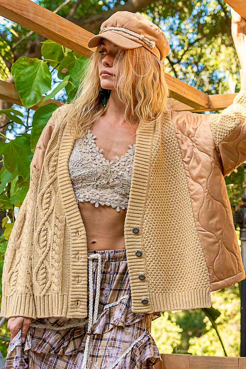 Knit and Quilt Relaxed Cardigan - alldeserved.com