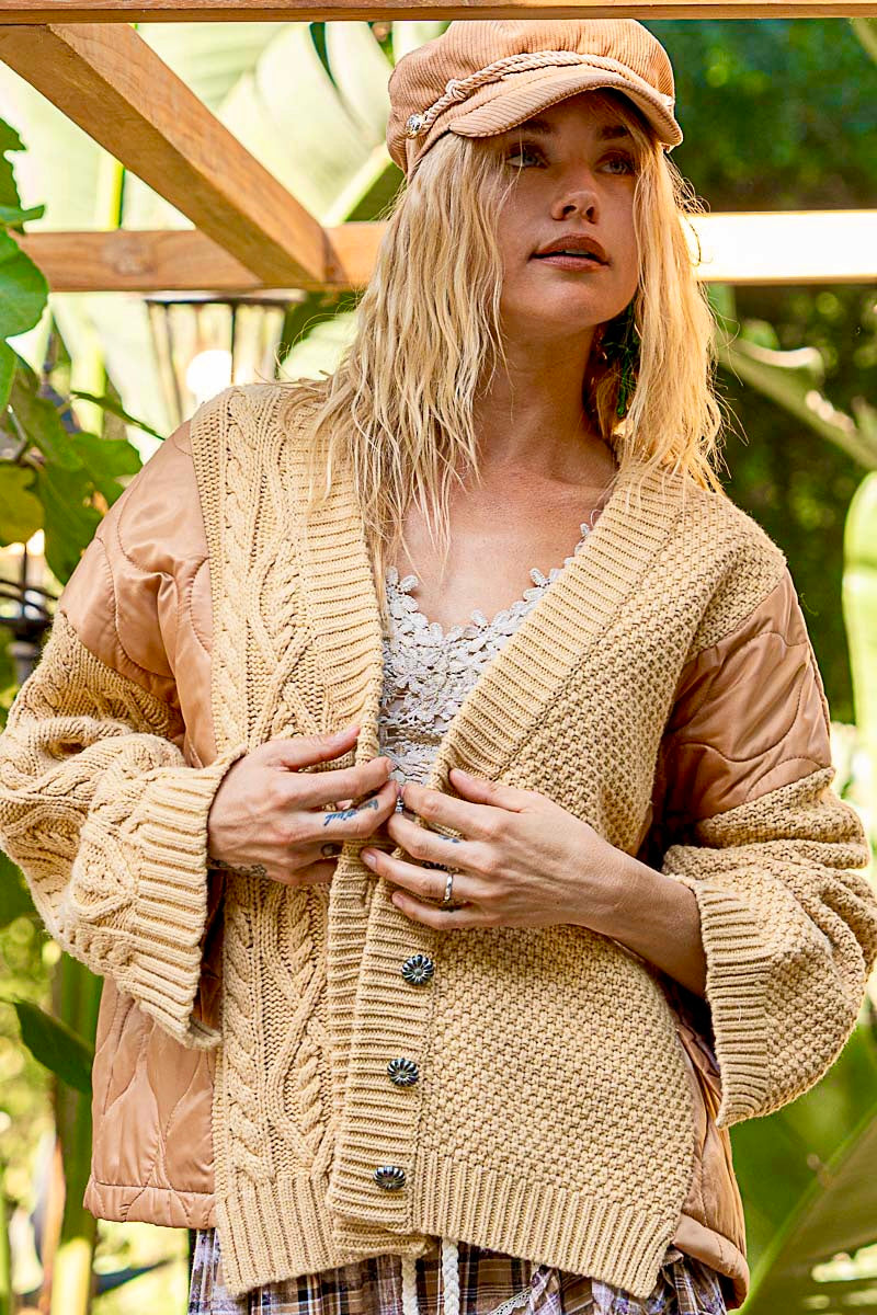 Knit and Quilt Relaxed Cardigan - alldeserved.com