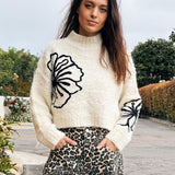 Floral Street Cropped Sweater - Ivory