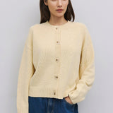 Hayes Crew Neck Button-Down Cardigan - Light Yellow