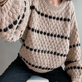 Textured Knit Balloon Sleeve Sweater - alldeserved.com