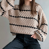 Textured Knit Balloon Sleeve Sweater - alldeserved.com