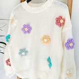 3D Floral Sweater - Ivory
