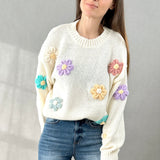 3D Floral Sweater - Ivory