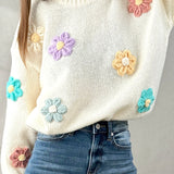 3D Floral Sweater - Ivory