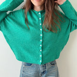 Hailey Button Down Cardigan - Kelly Green