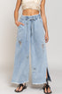 Del Mar Wide Leg Distressed Pants - alldeserved.com