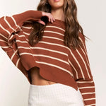 The Street Stripe Slouchy Cropped Sweater - alldeserved.com