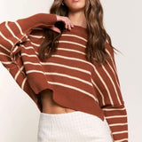 The Street Stripe Slouchy Cropped Sweater - alldeserved.com