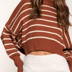 The Street Stripe Slouchy Cropped Sweater - alldeserved.com