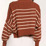 The Street Stripe Slouchy Cropped Sweater - alldeserved.com