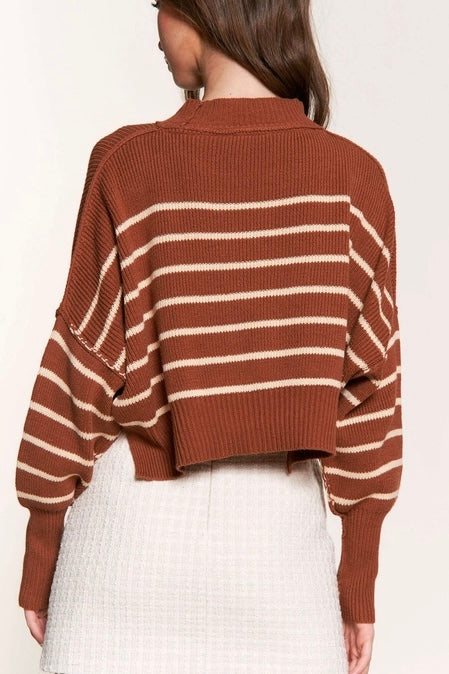 The Street Stripe Slouchy Cropped Sweater - alldeserved.com