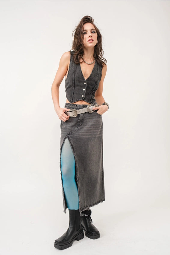 Madi Side Slit Denim Skirt - alldeserved.com
