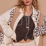 Leopard Print Thermal Shirt - Cream