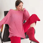 COZY Distressed Loose Pullover Sweater - alldeserved.com
