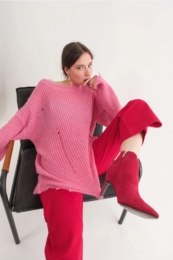 COZY Distressed Loose Pullover Sweater - alldeserved.com