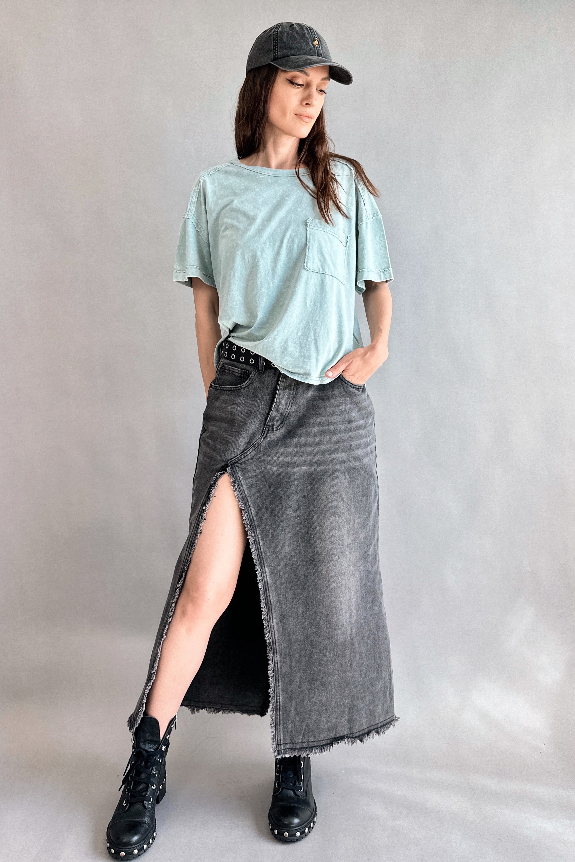 Madi Side Slit Denim Skirt - alldeserved.com