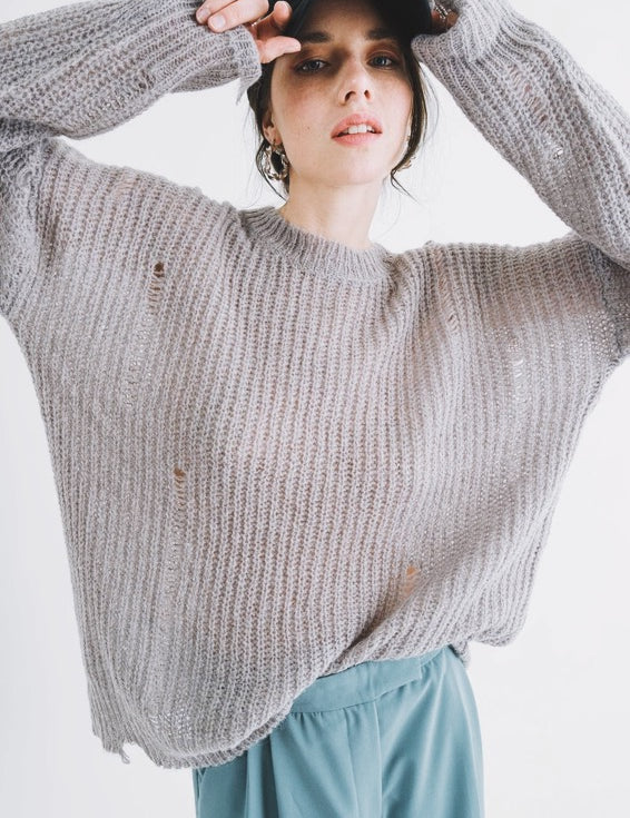 COZY Distressed Loose Pullover Sweater - alldeserved.com