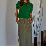 Soft Balloon Sleeve Short Sleeve Sweater - Kelly Green