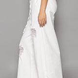 Del Mar Wide Leg Distressed Pants - alldeserved.com