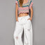 Del Mar Wide Leg Distressed Pants - alldeserved.com