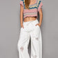 Del Mar Wide Leg Distressed Pants - alldeserved.com