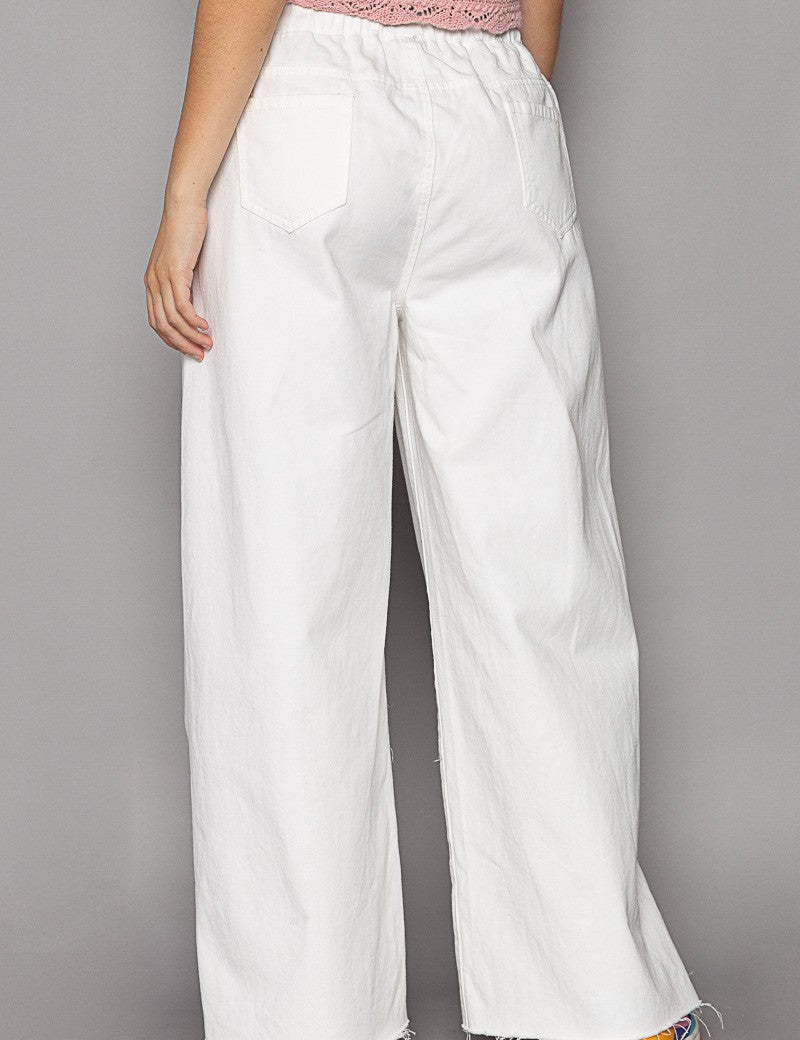 Del Mar Wide Leg Distressed Pants - alldeserved.com