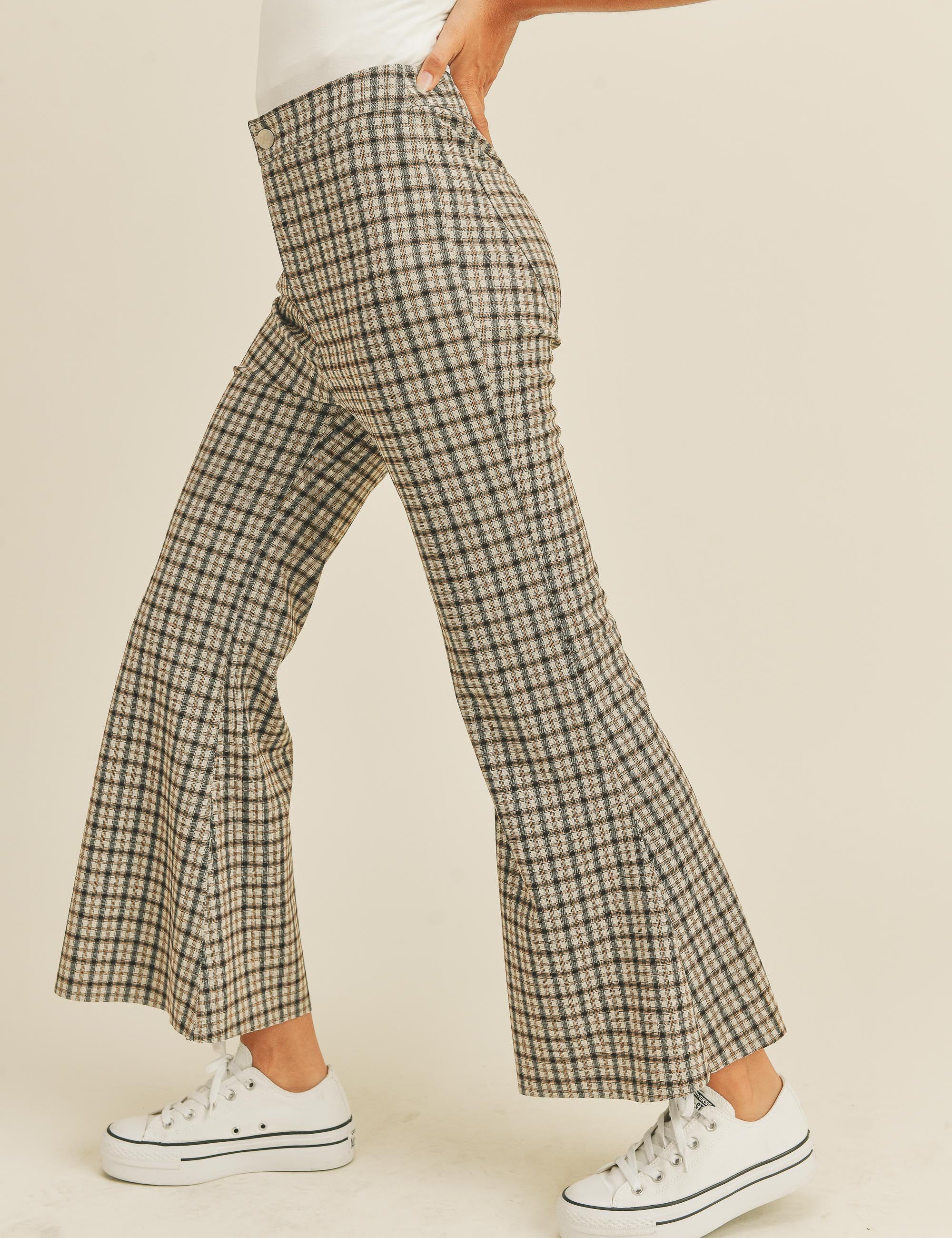 Camden Flare Plaid Pants - alldeserved.com