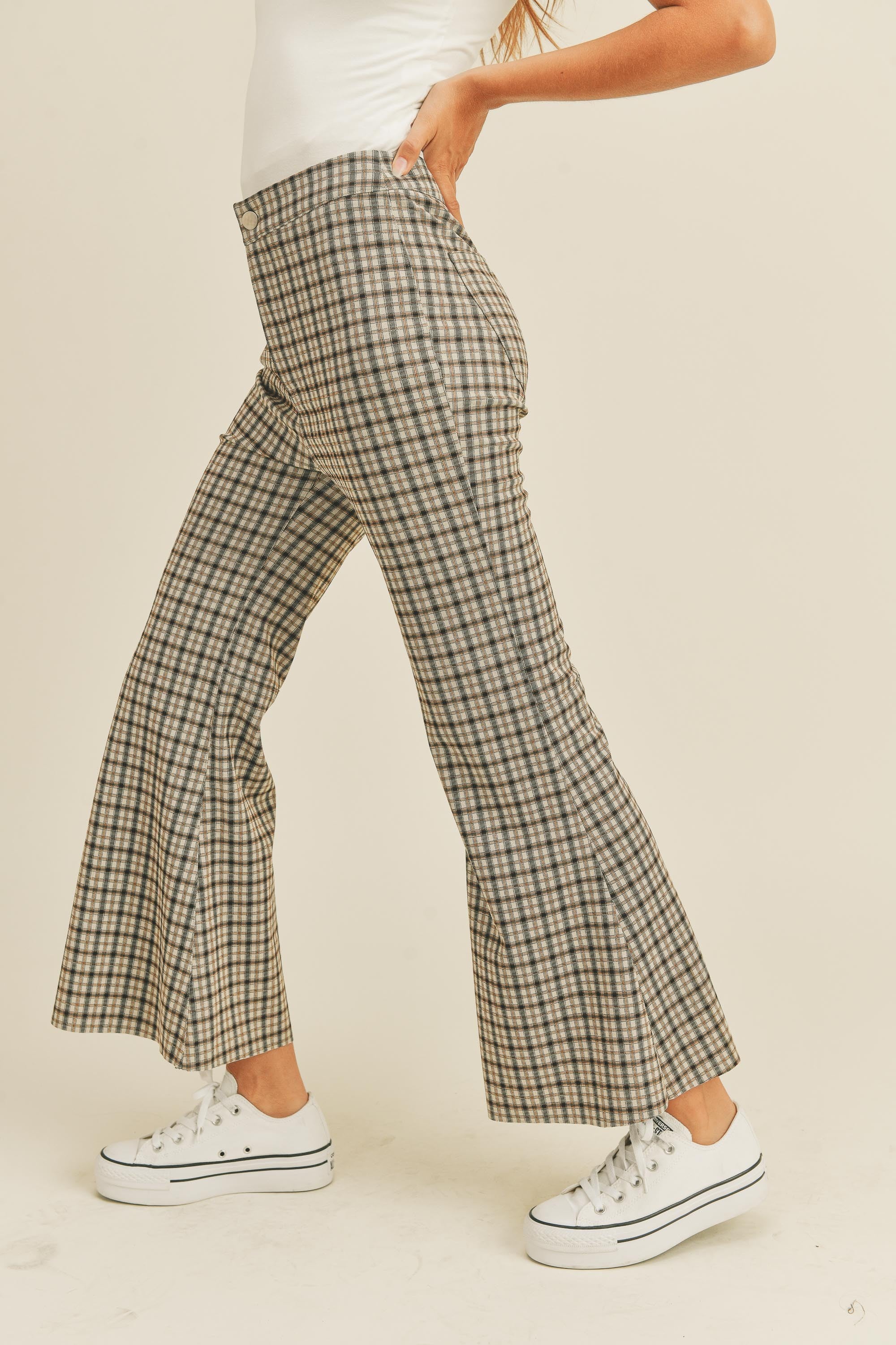 Camden Flare Plaid Pants - alldeserved.com