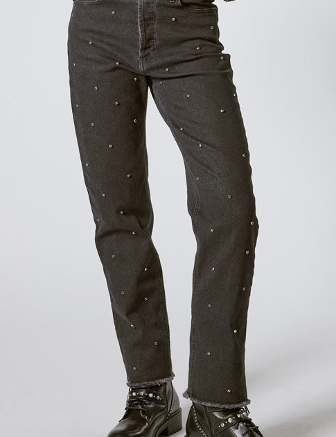 Rhinestone Black Embellished Jeans - alldeserved.com